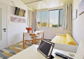 Museum loft apartment, with city view.